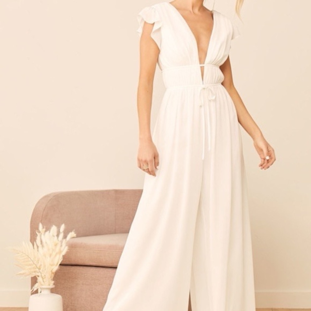 Lulu's Ivory Ruffle Sleeve Jumpsuit